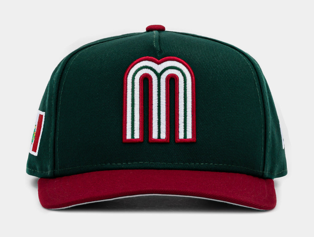 Exclusive Shoe Palace Exclusive Mexico Curve 950AF Snapback Mens Hat (Dark Green/Red) — OS — Front View