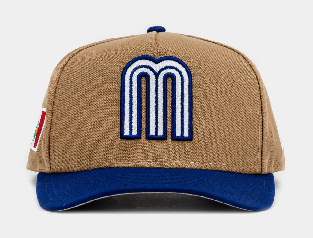 Exclusive Shoe Palace Exclusive Mexico Curve Khaki 950AF Snapback Mens Hat (Khaki/Blue) — OS — Front View