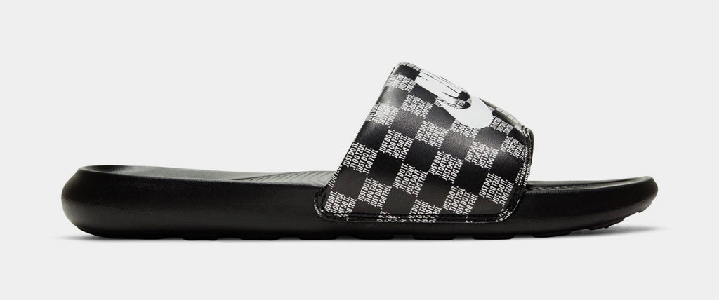 Exclusive Victori One Printed Slides Mens Sandals (Black/White) — 8 — Front View