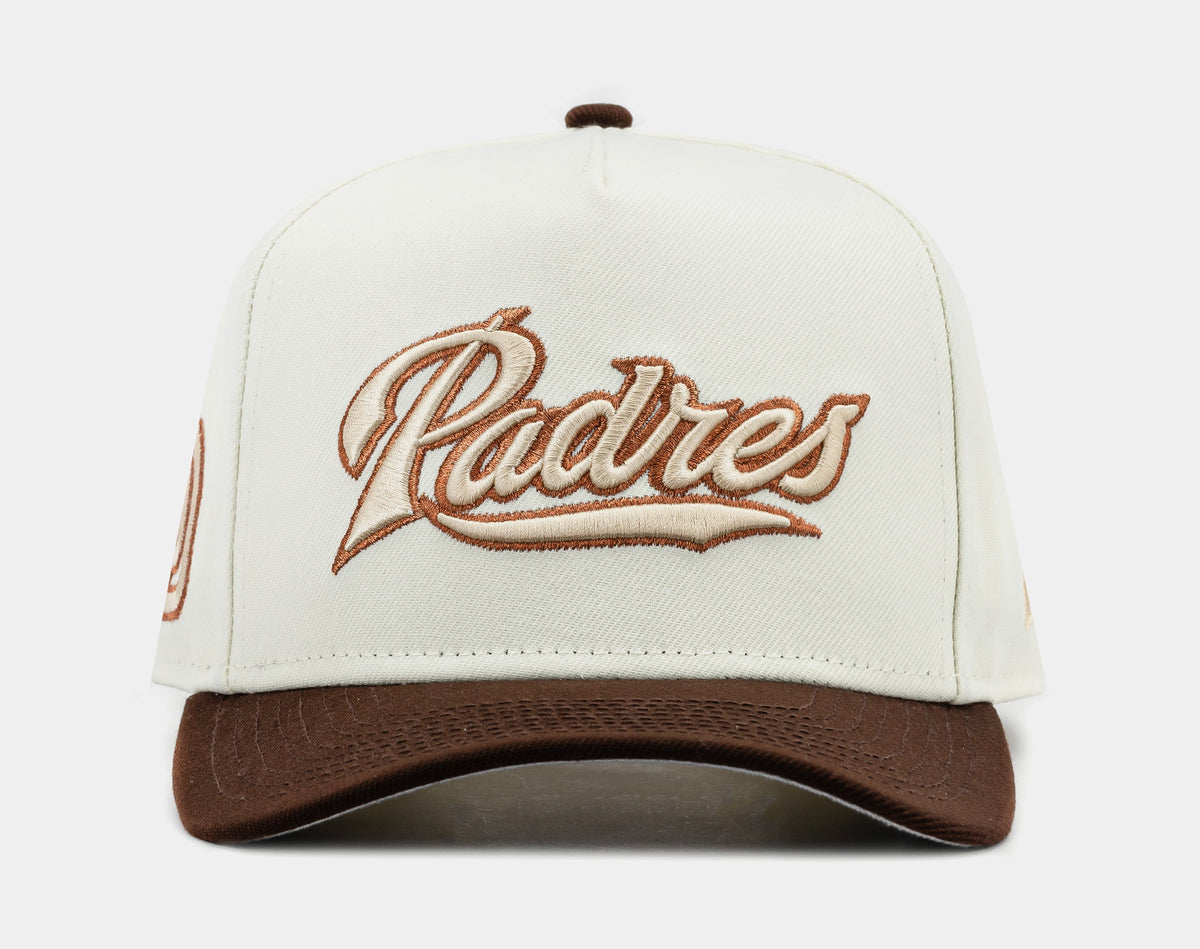 Exclusive Shoe Palace Exclusive San Diego Padres Chrome 950AF Snapback Mens Hat (Beige/Brown) — OS — Front View