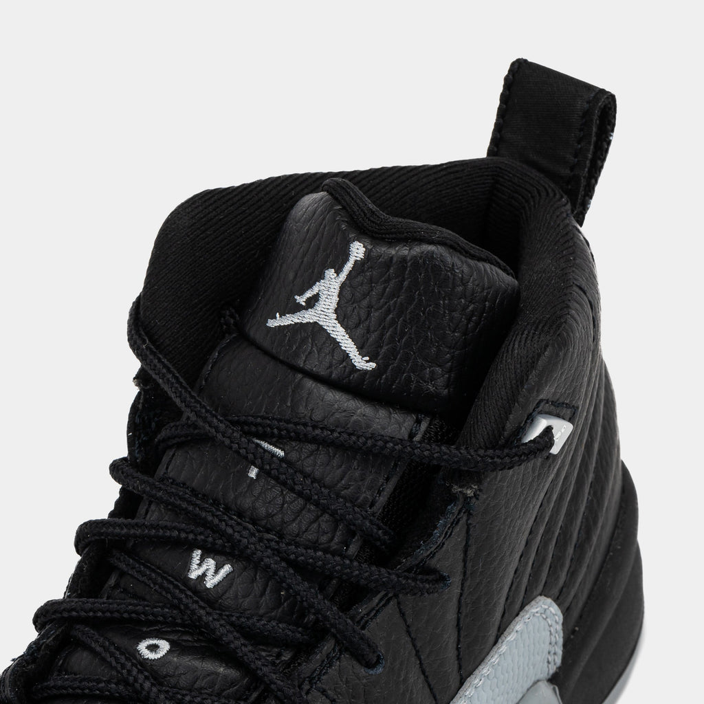 Exclusive Air Jordan 12 Retro Black and Wolf Grey Preschool Lifestyle Shoes (Black/Wolf Grey/White) — 10.5C — Side View