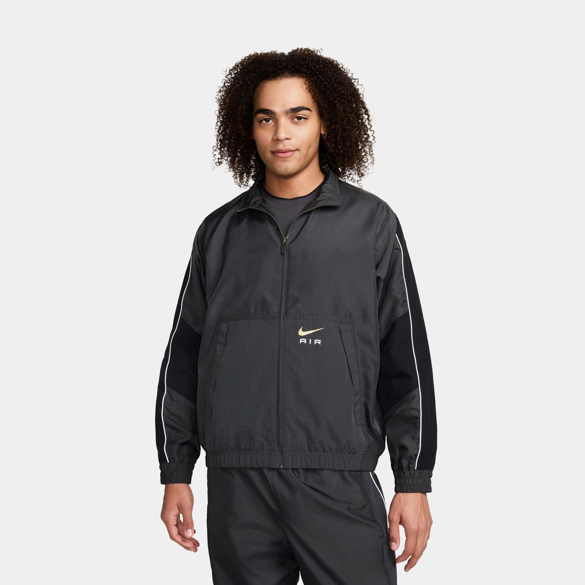 Exclusive Air Woven Track Mens Jacket (Grey) — S — Front View