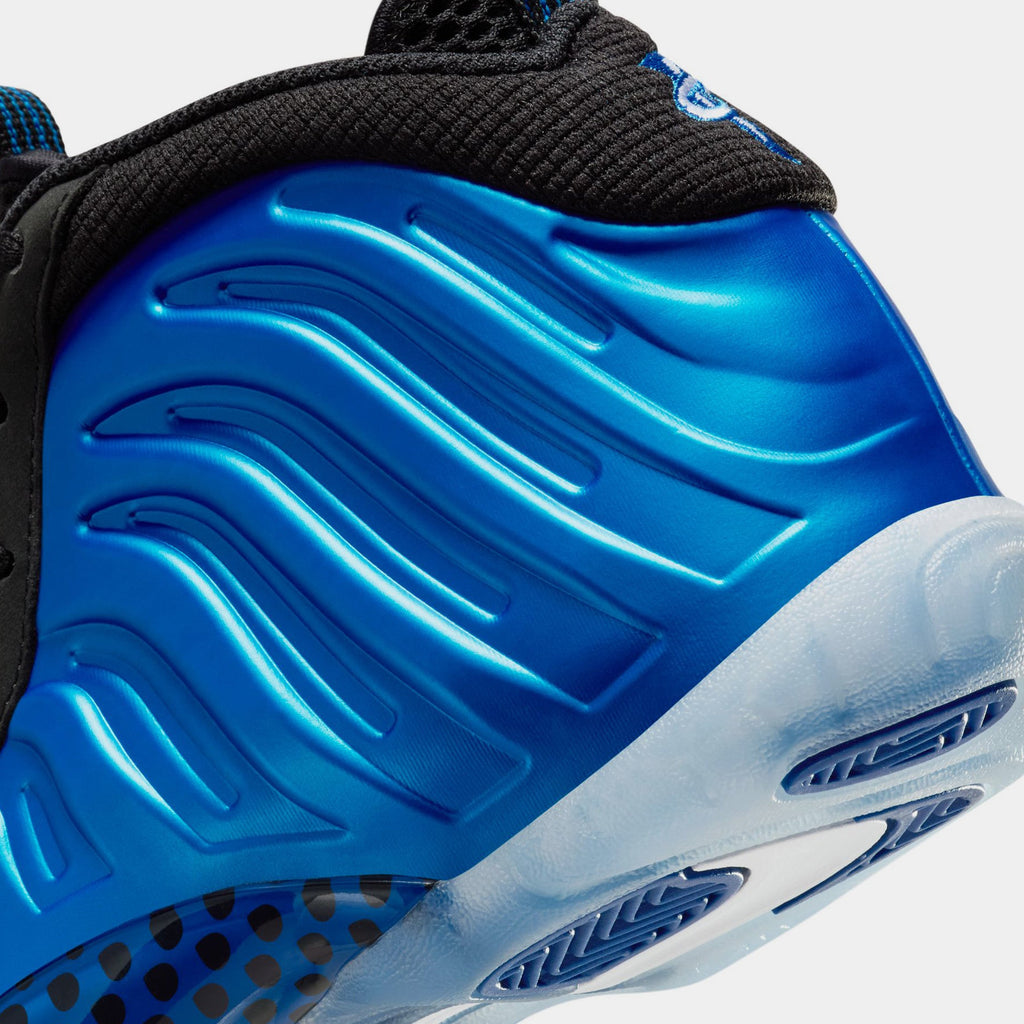 Exclusive Little Posite One International Blue Grade School Lifestyle Shoes (Neon Royal/White/Black/Clear) — 3.5Y — Back View