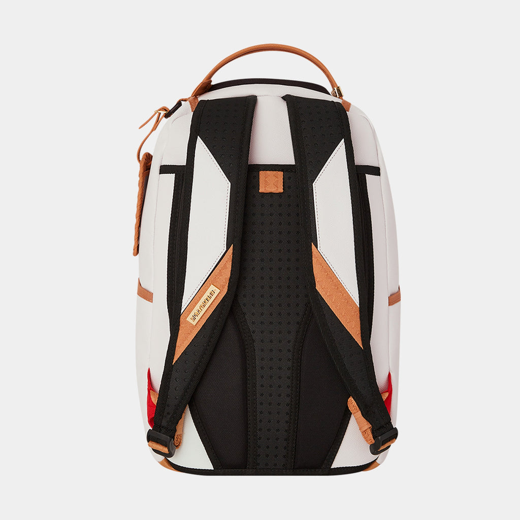 Exclusive Catamaran Embossed Mens Backpack (White/Beige) — OS — Side View
