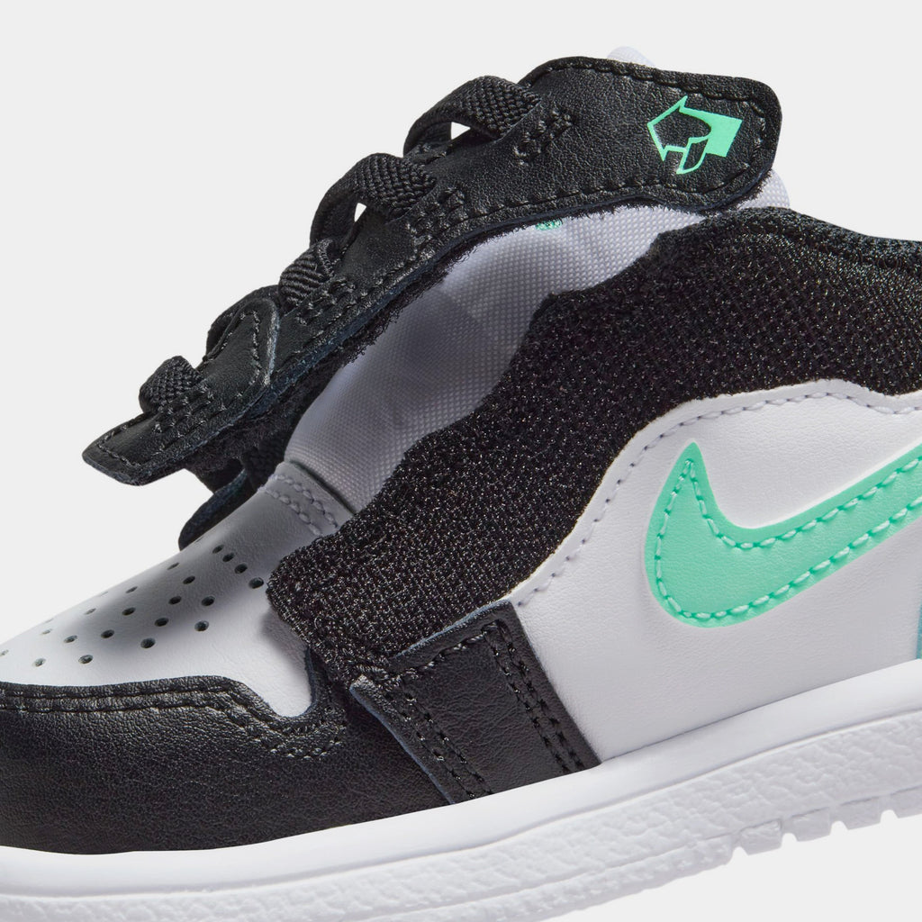 Exclusive Air Jordan 1 Low Alt Infant Toddler Lifestyle Shoes (White/Green Glow/Black) — 2C — Side View