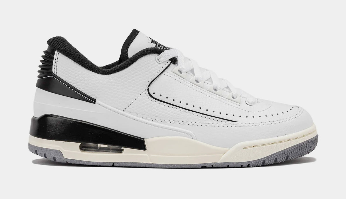Exclusive Air Jordan 2/3 Grade School Lifestyle Shoes (White/Black/Sail/Cement Grey) — 3.5Y — Front View