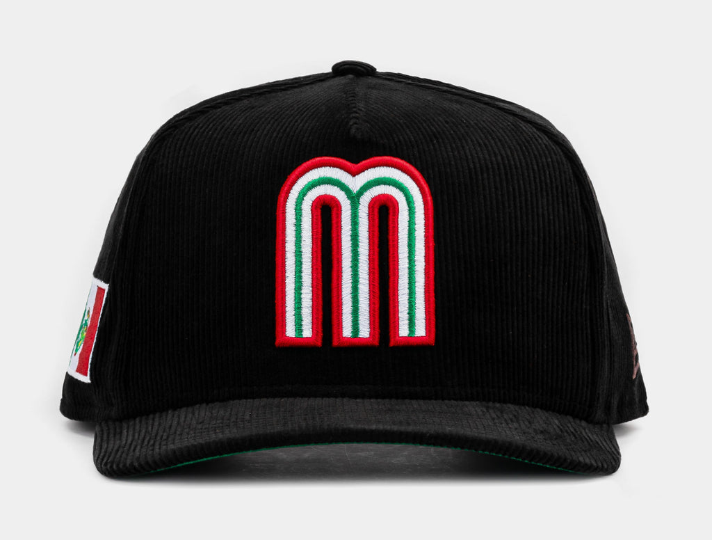 Exclusive Shoe Palace Exclusive Mexico Curve Corduroy 950AF Snapback Mens Hat (Black/Green) — OS — Front View