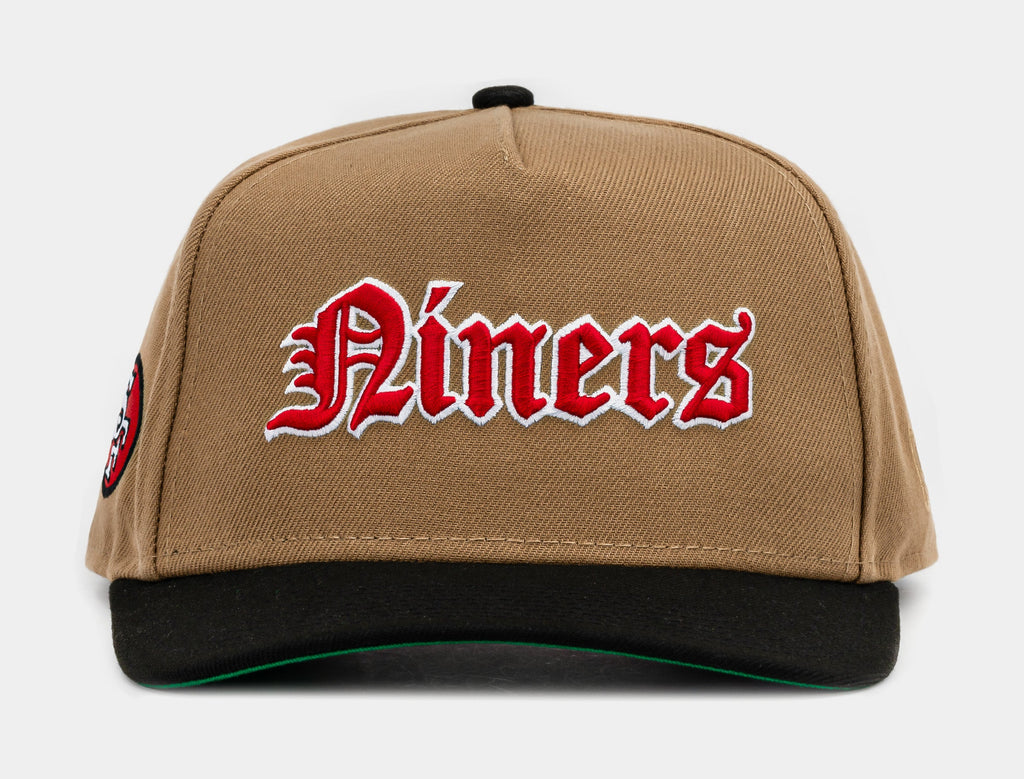 Exclusive Shoe Palace Exclusive San Francisco 49ers Khaki 950AF Snapback Mens Hat (Khaki/Red) — OS — Front View