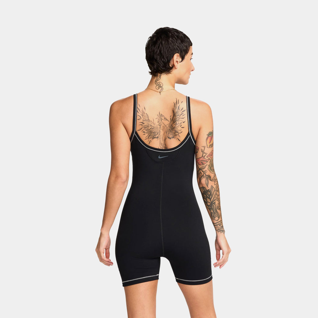 Exclusive NSW Dri Fit Short Sleeve Womens Bodysuit (Black/Light Orewood Brown/Cool Grey) — XXS — Side View