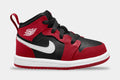 Exclusive Air Jordan 1 Retro Mid Infant Toddler Lifestyle Shoes (Black/Gym Red) — 2C — Front View