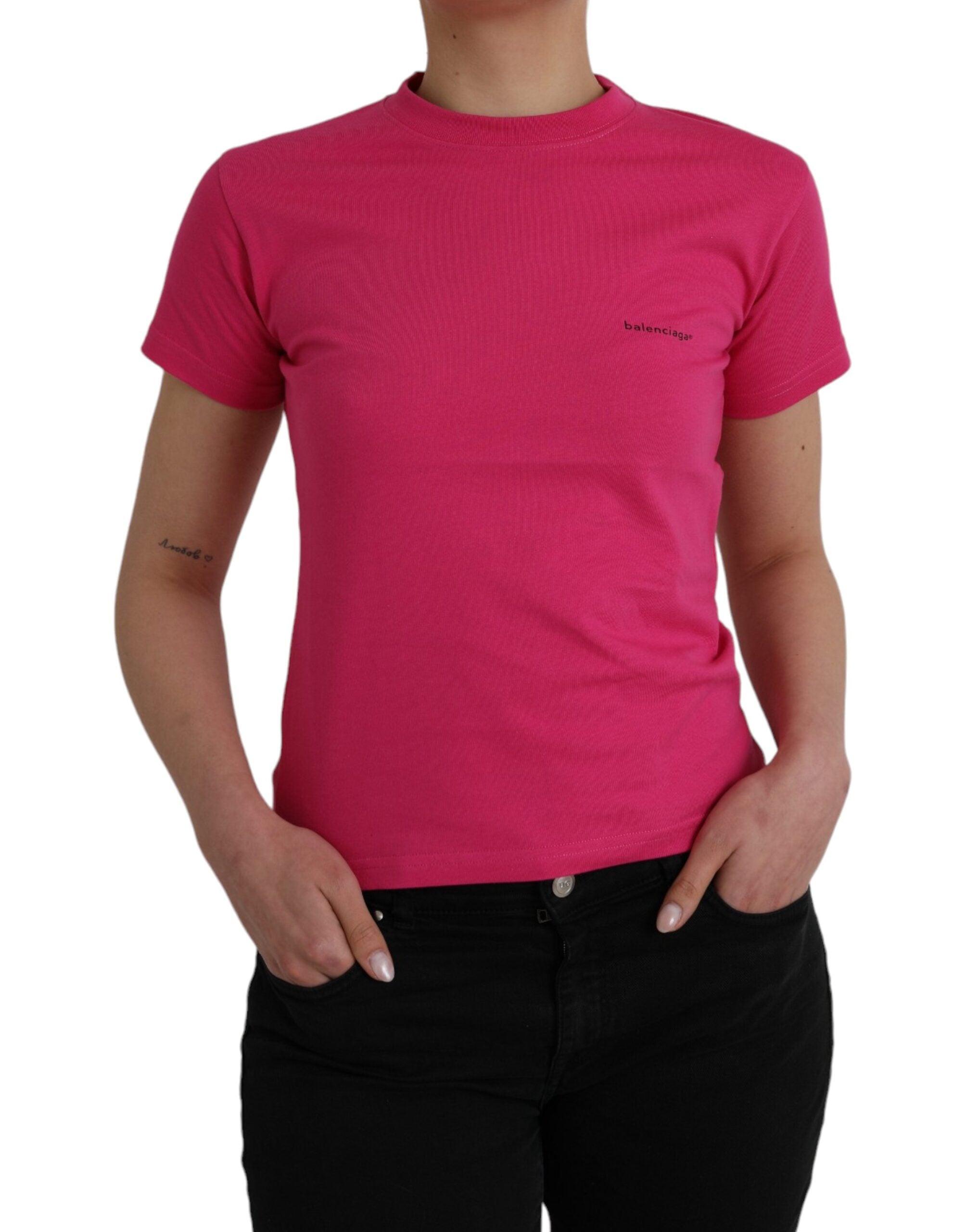 Balenciaga Pink Cotton Crew Neck Short Sleeves Tee  T-shirt (Pre-Owned)