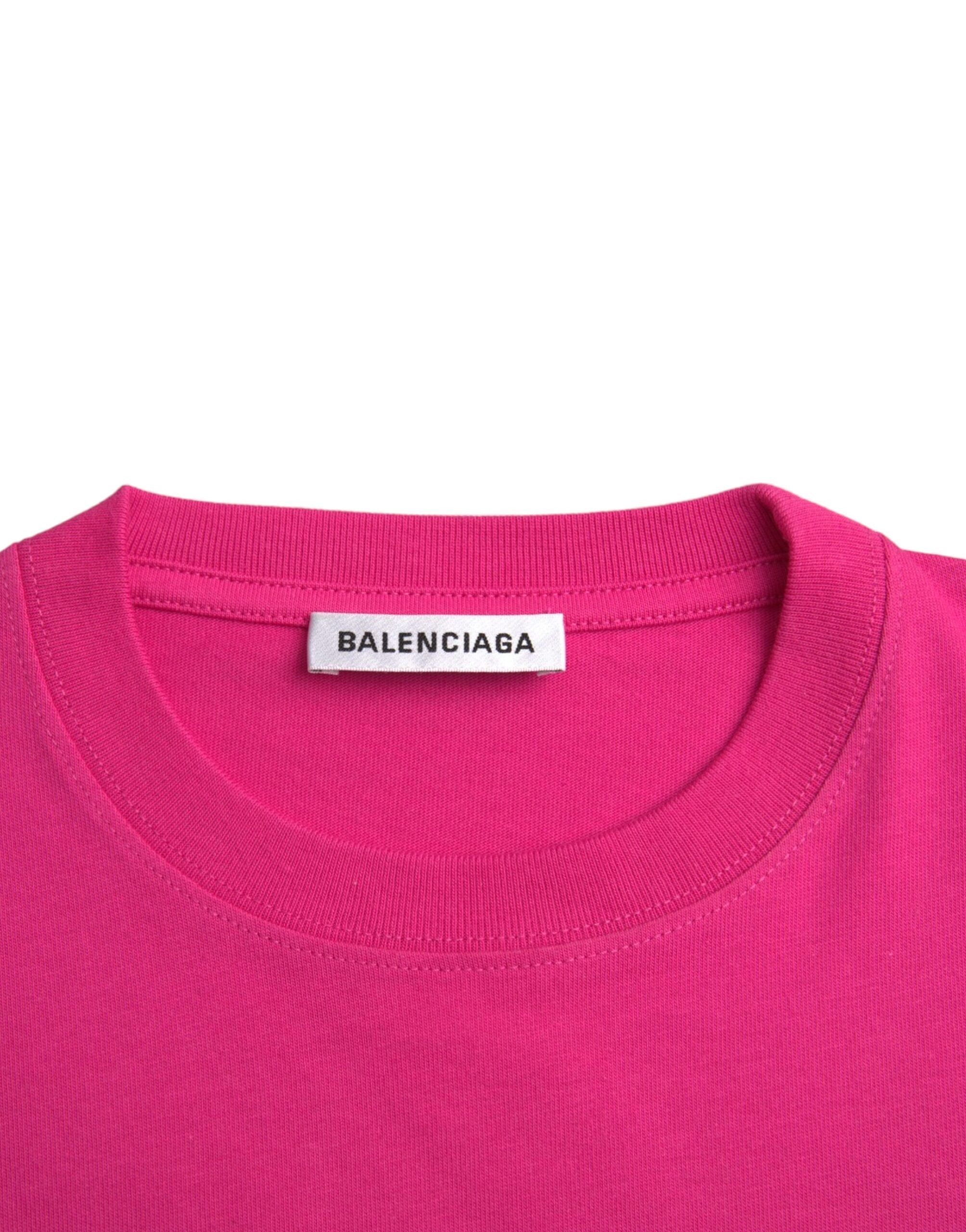 Balenciaga Pink Cotton Crew Neck Short Sleeves Tee  T-shirt (Pre-Owned)