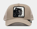 Exclusive The Black Panther 14x14 Trucker Mens Hat (Khaki/Black) — OS — Front View