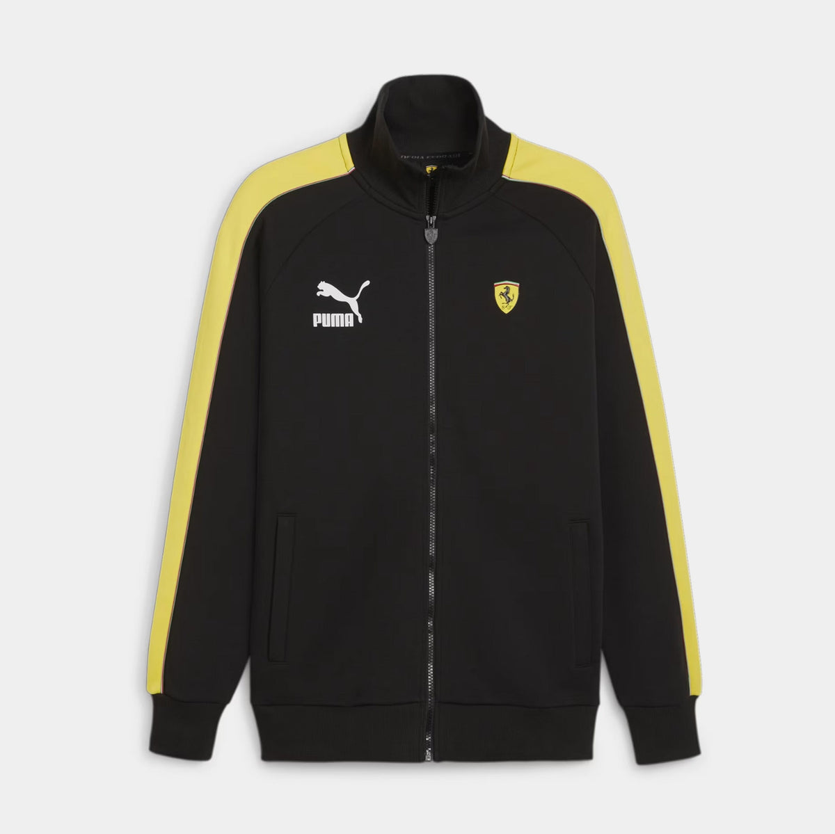 Exclusive Scuderia Ferrari Iconic T7 Motorsport Zip Up Mens Jacket (Black) — S — Front View