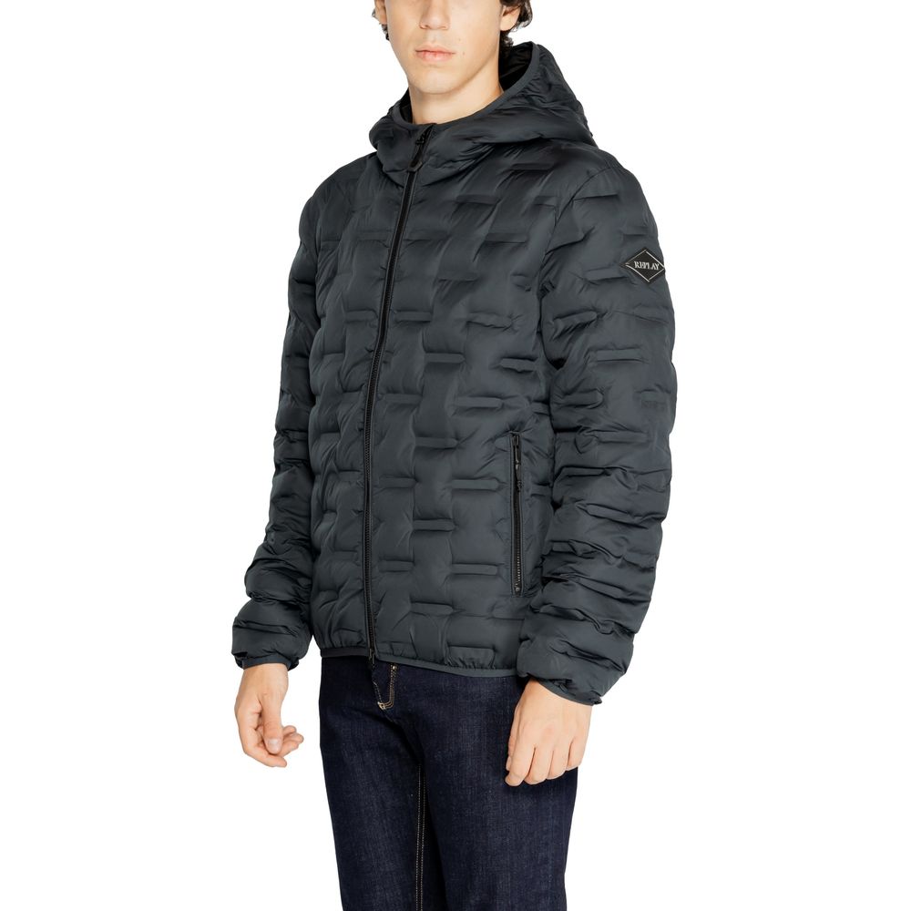 Replay Blue Polyester Full-Length Men's Jacket