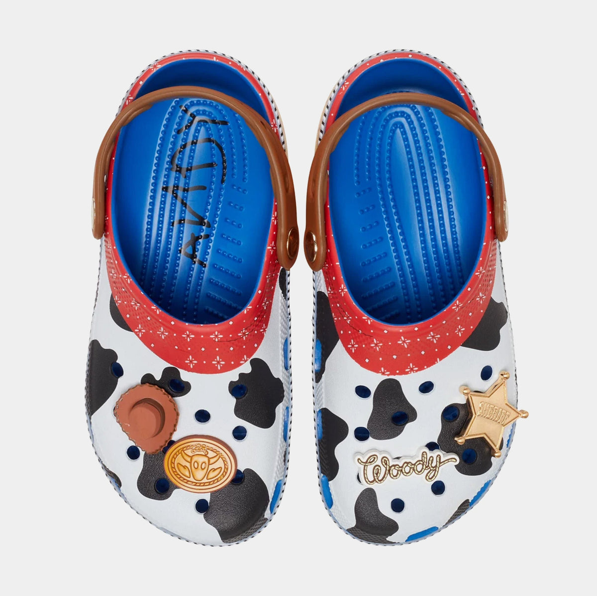 Exclusive Disney Pixar's Toy Story Sheriff Woody Classic Clog Preschool/Grade School Sandals (White/Brown) — 11C — Side View