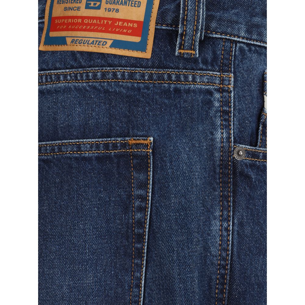 Diesel Blue Cotton Relaxed Fit Men's Jeans