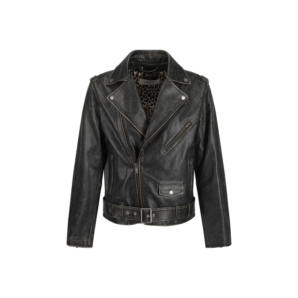 Golden Goose Brown Calf Leather Bos Taurus Biker Men's Jacket