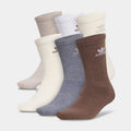 Exclusive Trefoil 6 Pack Crew Mens Socks (Brown/Beige) — M — Front View