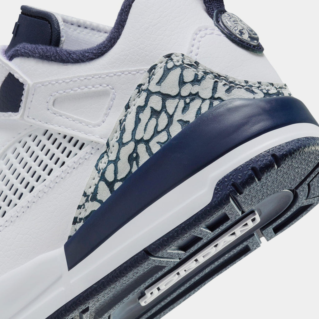 Exclusive Spizike Low Preschool Basketball Shoes (White/Obsidian/Pure Platinum) — 10.5C — Back View