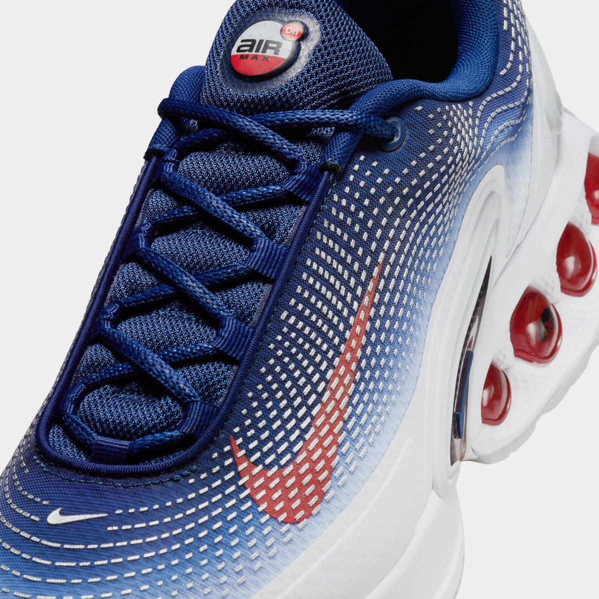 Exclusive Air Max DN Mens Running Shoes (White/Sport Red/Metallic Silver) Final Sale — 4 — Side View