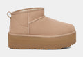 Exclusive Classic Ultra Mini Platform Womens Boots (Beige) — 5 — Front View