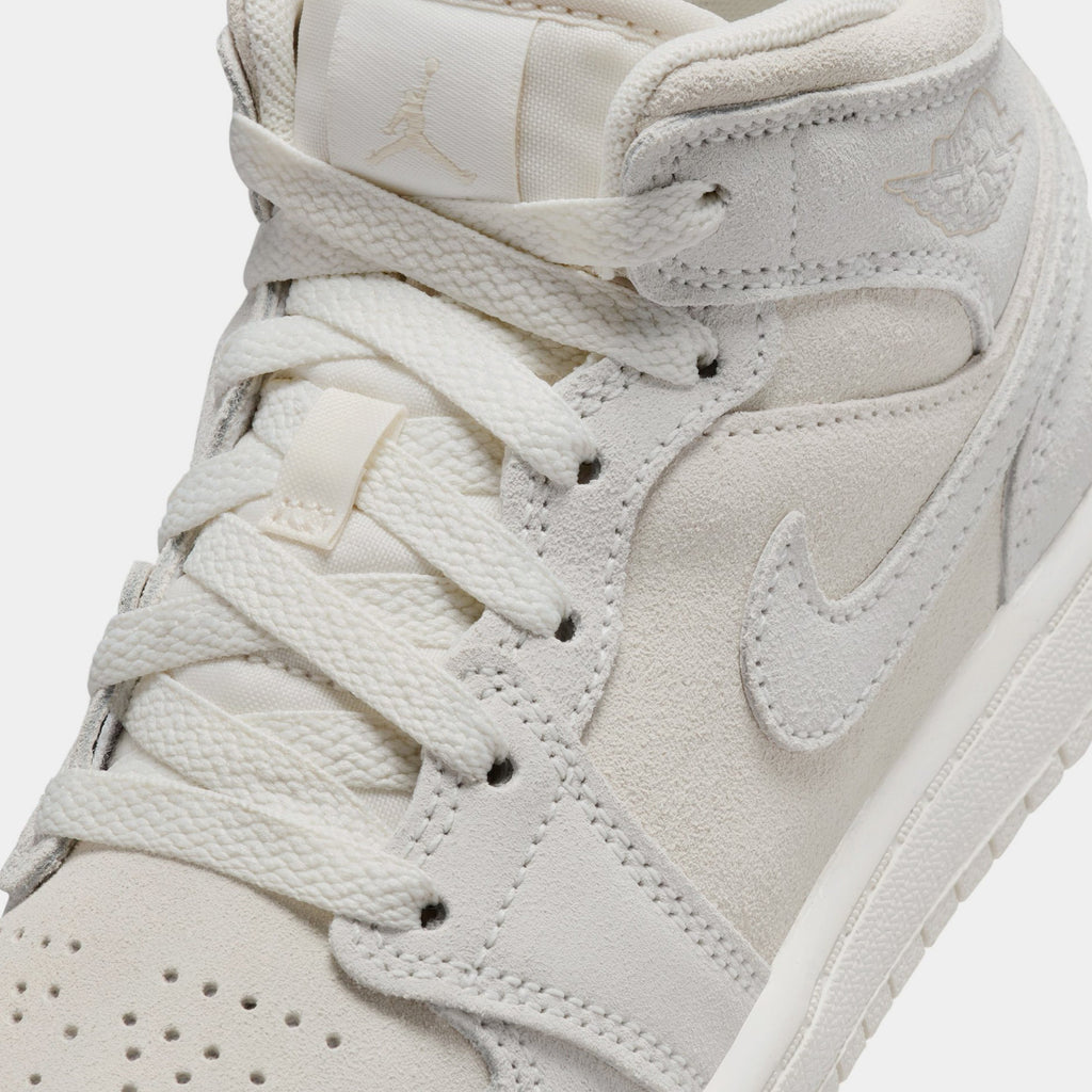 Exclusive Air Jordan 1 Mid SE Craft Preschool Lifestyle Shoes (Pale Ivory/Legend Light Brown/Sail) — 10.5C — Side View