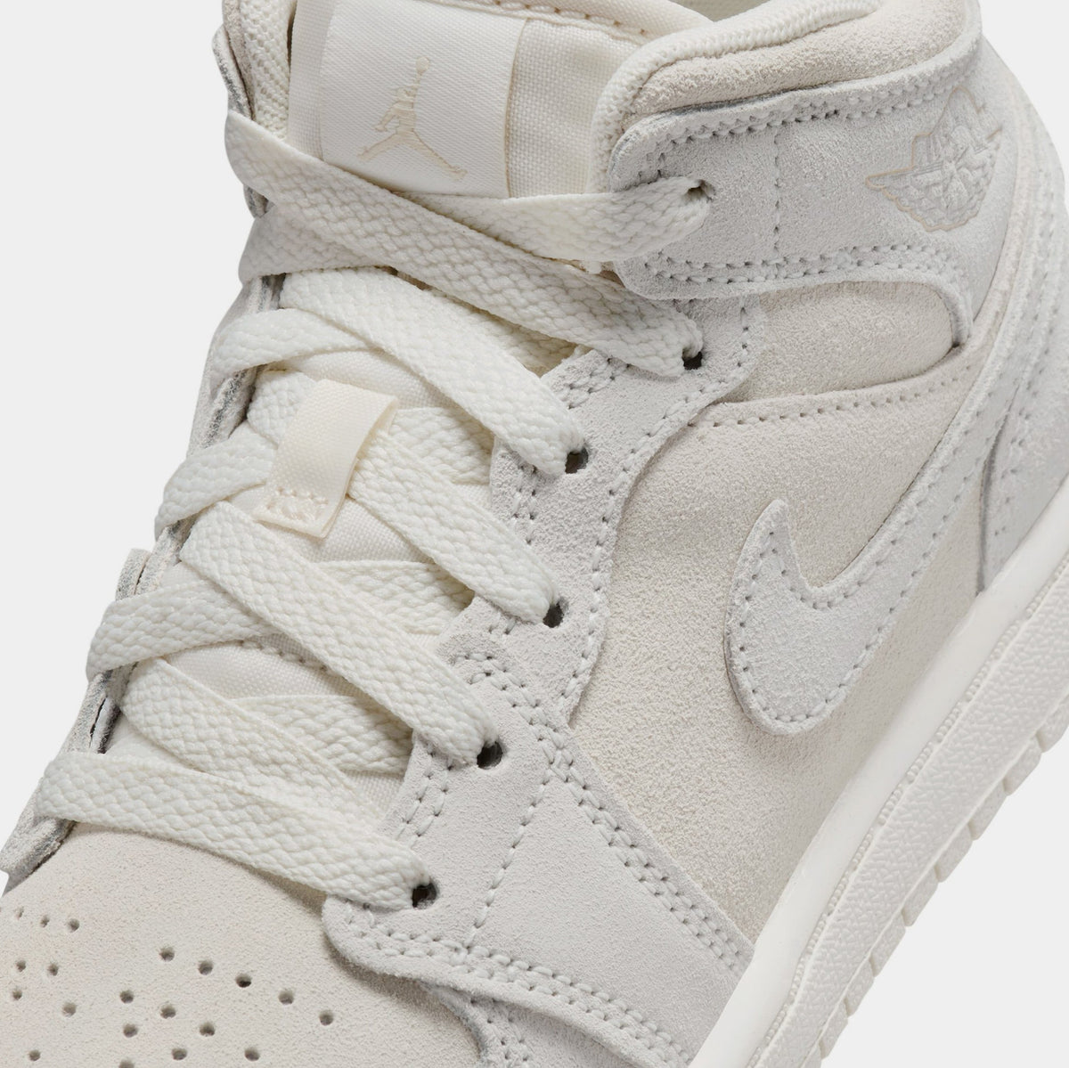 Exclusive Air Jordan 1 Mid SE Craft Preschool Lifestyle Shoes (Pale Ivory/Legend Light Brown/Sail) — 10.5C — Side View