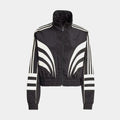 Exclusive Atlanta Cut Nylon Track Womens Jacket (Black/White) — XS — Front View