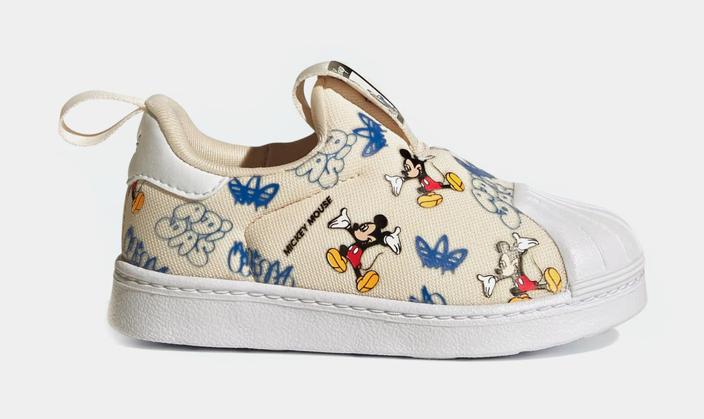 Exclusive Superstar 360 x Disney Mickey Infant Toddler Lifestyle Shoes (Wonder White/Blue) — 4C — Front View