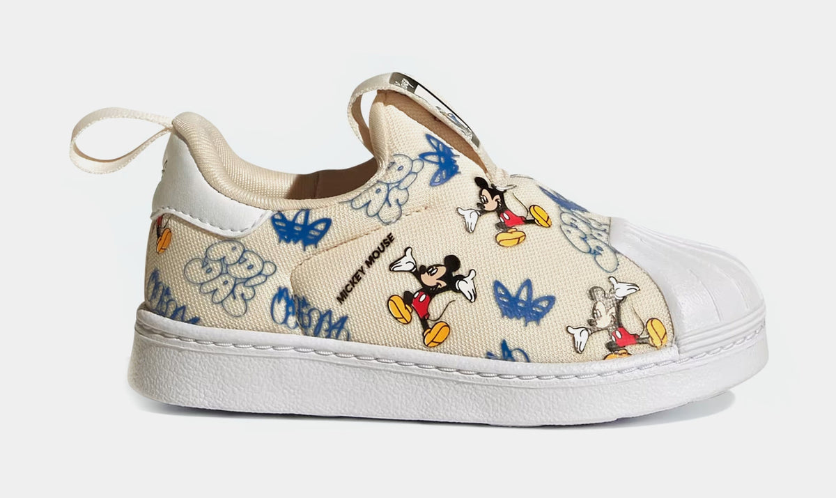 Exclusive Superstar 360 x Disney Mickey Infant Toddler Lifestyle Shoes (Wonder White/Blue) — 4C — Front View
