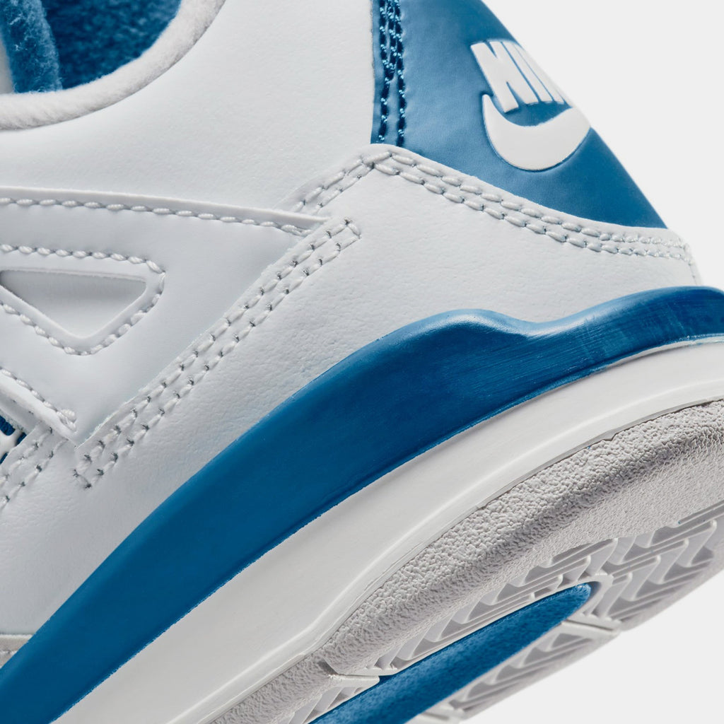 Exclusive Air Jordan 4 Retro Industrial Blue Preschool Lifestyle Shoes (Off White/Industrial Blue/Neutral Grey) — 10.5C — Back View
