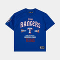 Exclusive Texas Rangers City Tour Drop Shoulder Mens Short Sleeve Shirt (Blue) — S — Front View