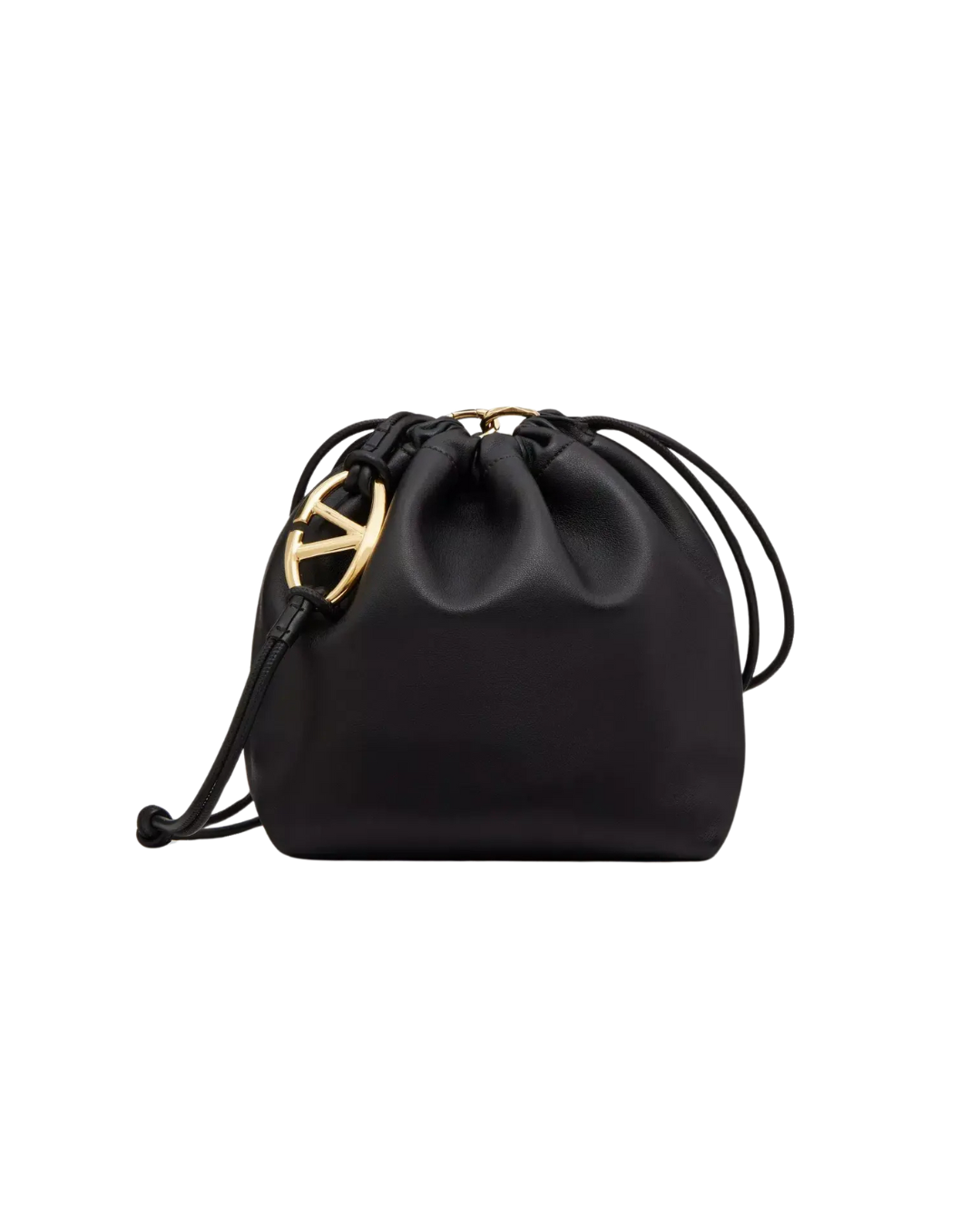 Valentino Garavani Vlogo Pouf Bucket Bag Leather Black Leather Shoulder Bag Bag (Pre-Owned)