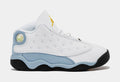 Exclusive Air Jordan 13 Retro Blue Grey Infant Toddler Lifestyle Shoes (White/Yellow Ochre/Blue Grey/Black) — 2C — Front View