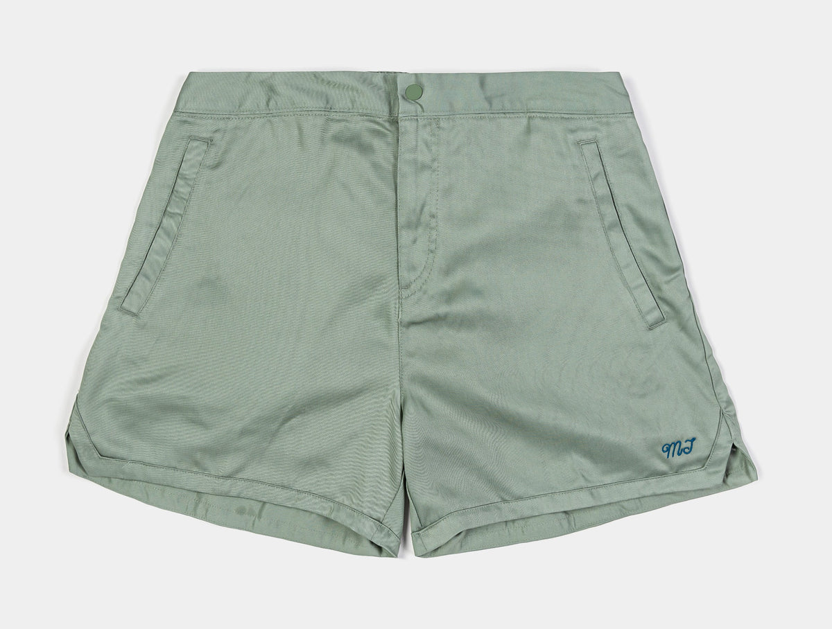 Exclusive Twill Woven Womens Shorts (Jade Smoke/Industrial Blue) — XS — Front View