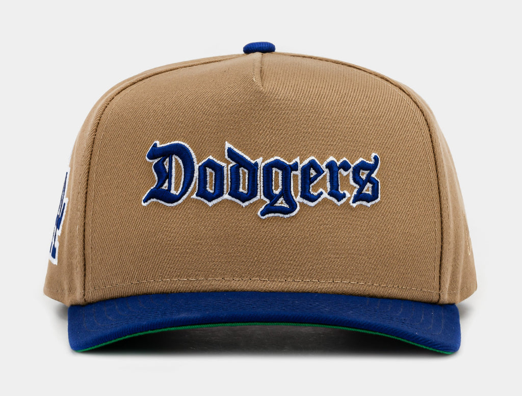 Exclusive Shoe Palace Exclusive Los Angeles Dodgers Khaki 950AF Snapback Mens Hat (Khaki/Blue) — OS — Front View