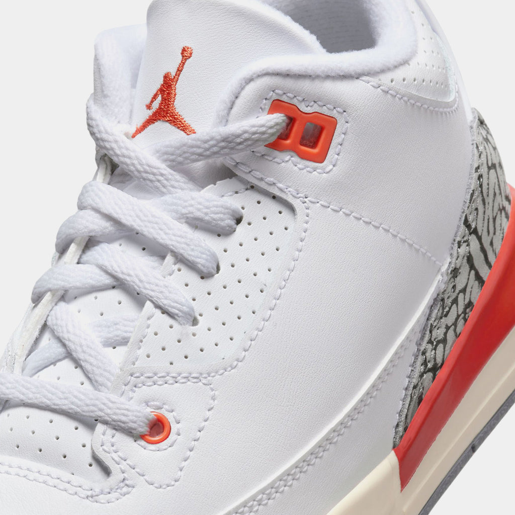 Exclusive Air Jordan 3 Retro Georgia Peach Preschool Lifestyle Shoes (White/Cosmic Clay/Sail/Cement Grey) — 10.5C — Side View