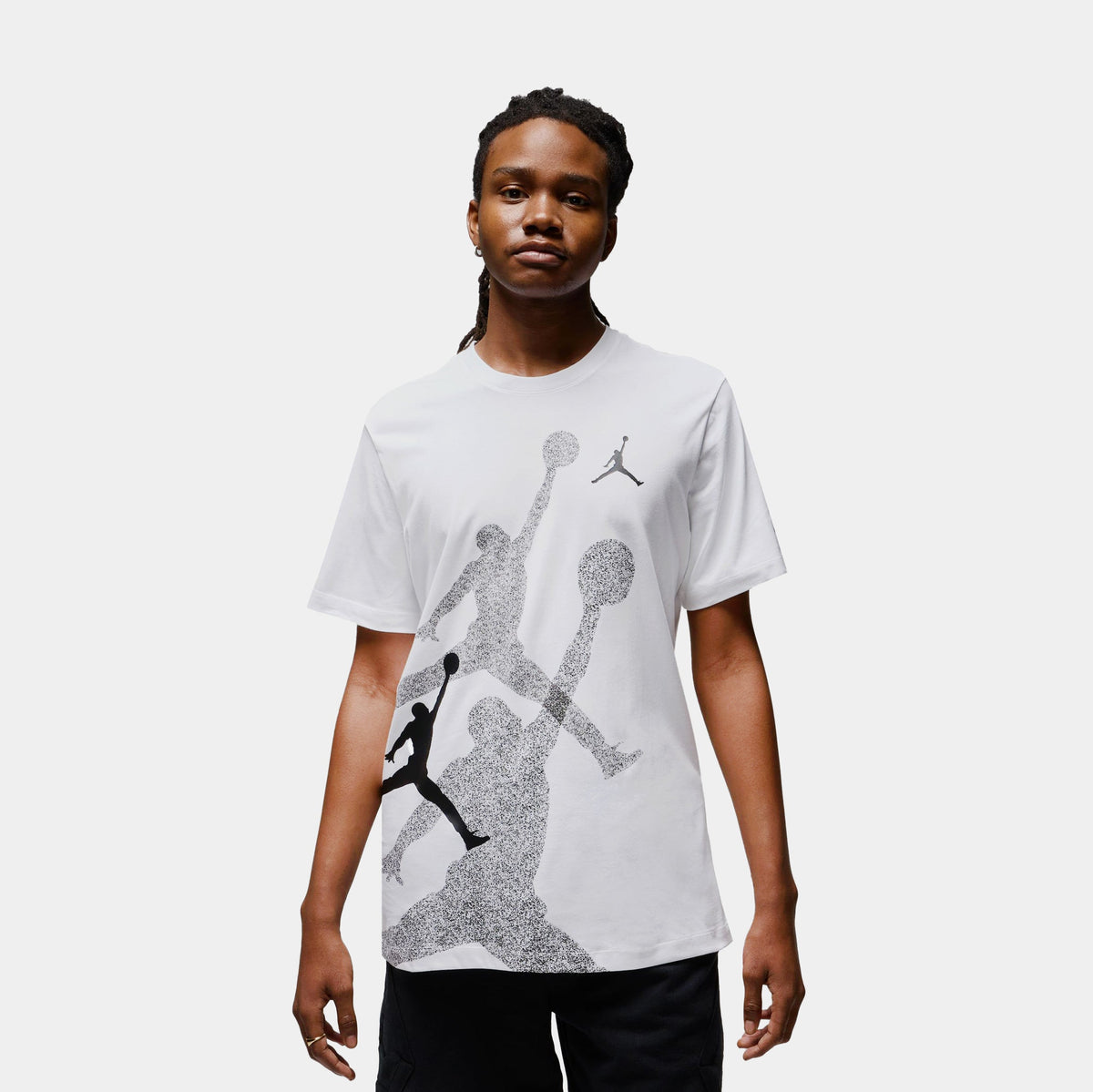 Exclusive HBR Jordan Graphic Mens Short Sleeve Shirt (Black/White) — S — Front View