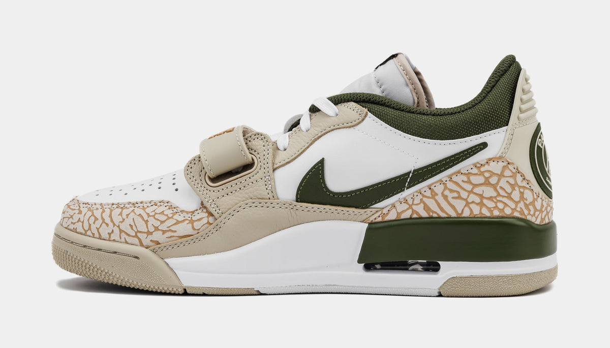 Exclusive Air Jordan Legacy 312 Low PSG Mens Lifestyle Shoes (Sanddrift/White/Rough Green/Hemp) — 7 — Side View