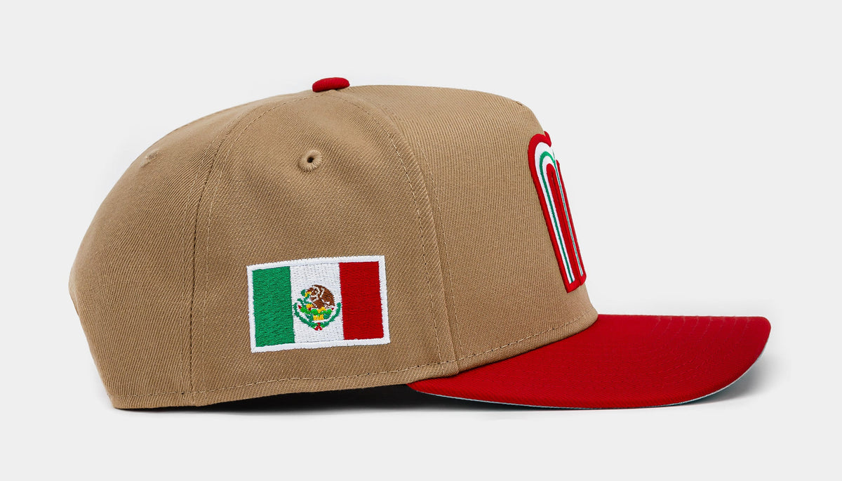 Exclusive Shoe Palace Exclusive Mexico Curve 950AF Snapback Mens Hat (Khaki/Red) — OS — Side View