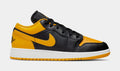 Exclusive Air Jordan 1 Low Yellow Ochre Grade School Lifestyle Shoes (Yellow Ochre/Black/White) — 3.5Y — Front View