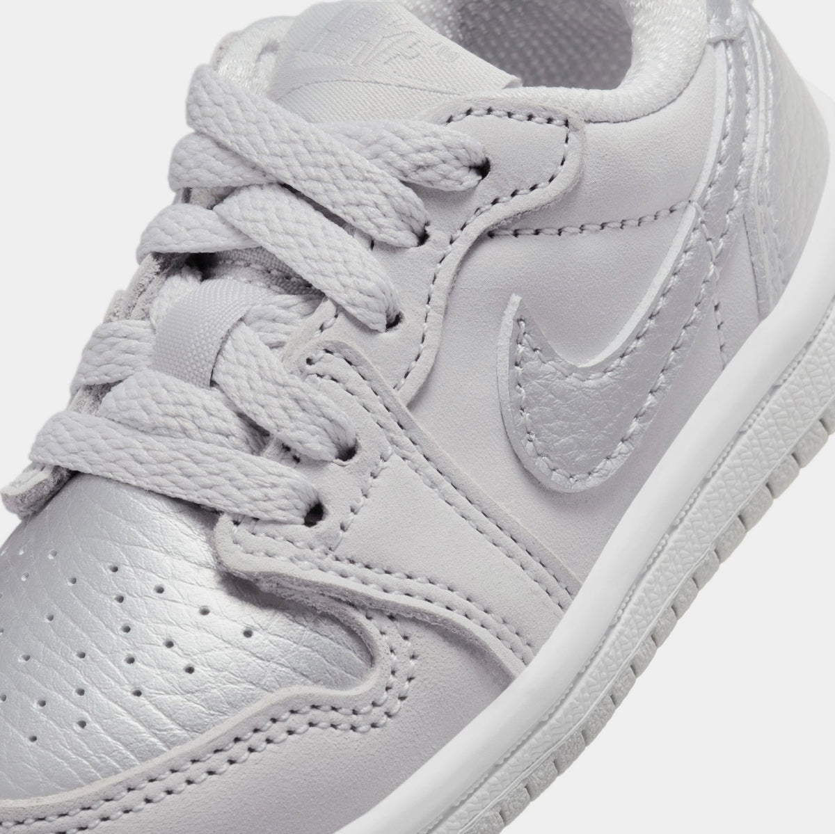 Exclusive Air Jordan 1 Retro Low OG Metallic Silver Infant Toddler Lifestyle Shoes (Neutral Grey/Metallic Silver/White) — 2C — Side View