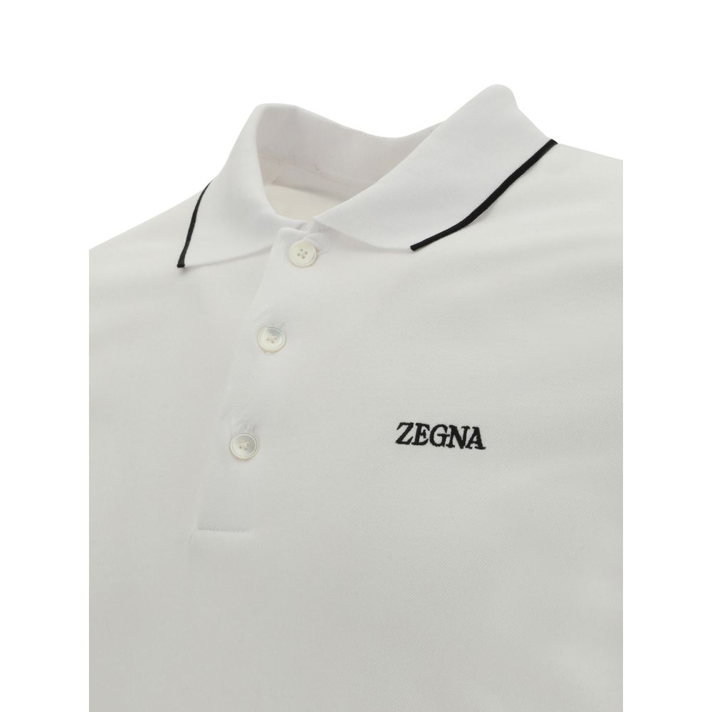 ZEGNA White Elastane Polo Men's Shirt