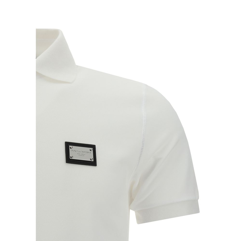 Dolce & Gabbana White Cotton Polo Men's Shirt