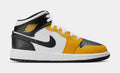 Exclusive Air Jordan 1 Mid Grade School Lifestyle Shoes (Yellow Ochre/White/Yellow Ochre/Black) — 3.5Y — Front View
