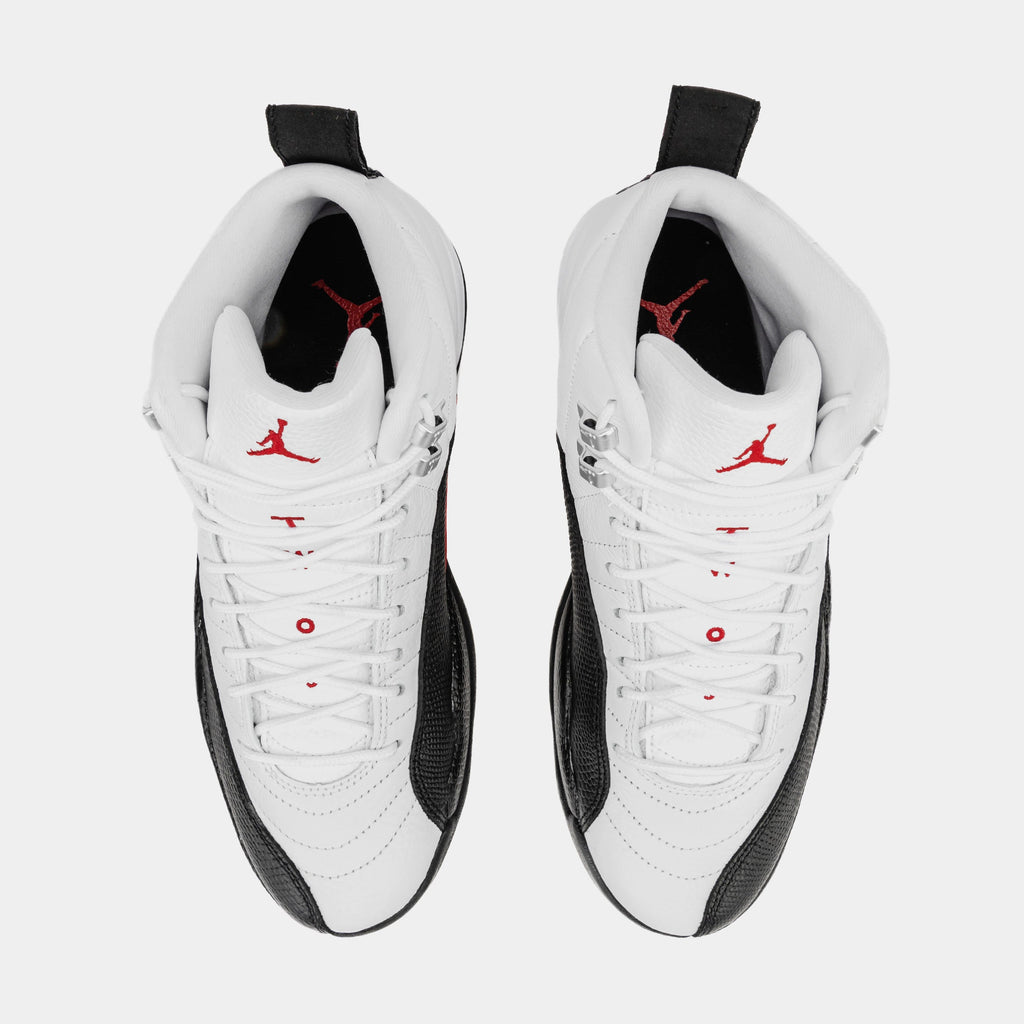 Exclusive Air Jordan 12 Retro Taxi Flip Mens Lifestyle Shoes (White/Gym Red/Black) — 7 — Side View