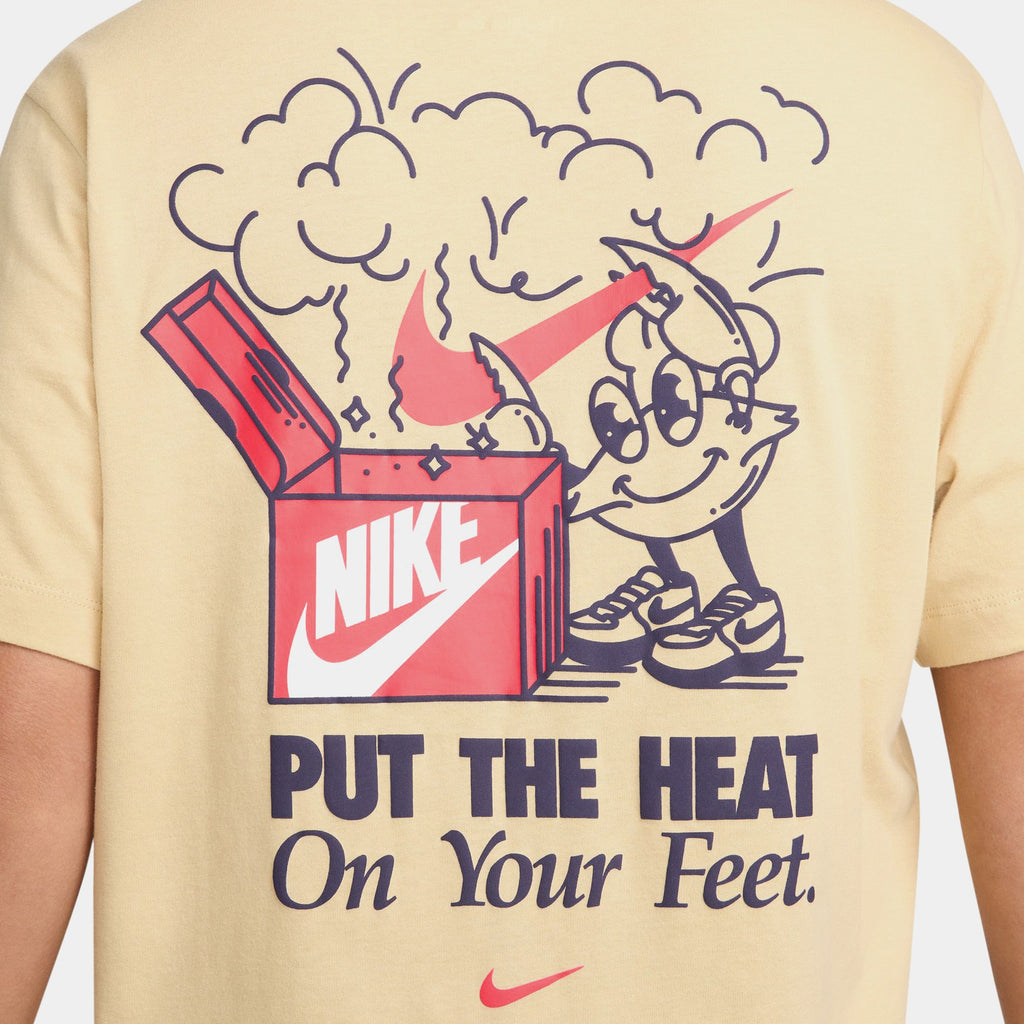 Exclusive NSW Heat On Your Feet Graphic Mens Short Sleeve Shirt (Sesame) — S — Side View