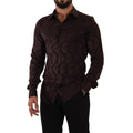 Dolce & Gabbana Bordeaux Silk Pattern Men's Shirt