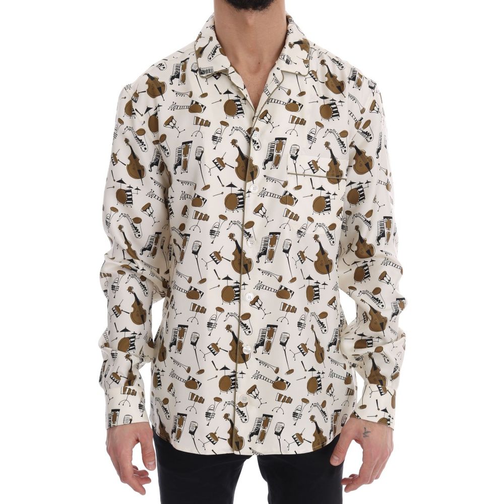 Dolce & Gabbana Multicolor Silk Pattern Men's Shirt